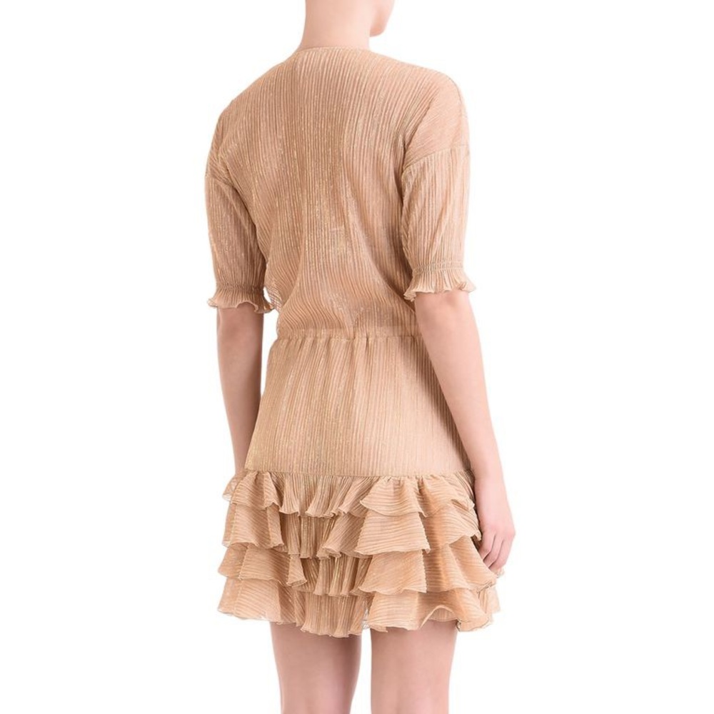 Just Cavalli Gold Ruffle Mini Dress Size 44 - Picture 4 of 17